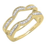 0.34 Carat (ctw) 10K Yellow Gold Round Diamond Ladies Anniversary Wedding Band Enhancer Double Guard Ring 1/3 CT