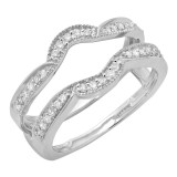 0.34 Carat (ctw) 14K White Gold Round Diamond Ladies Anniversary Wedding Band Enhancer Double Guard Ring 1/3 CT