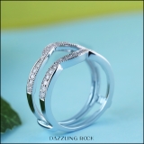 0.34 Carat (ctw) 18K White Gold Round Diamond Ladies Anniversary Wedding Band Enhancer Double Guard Ring 1/3 CT