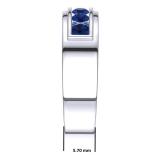 1.10 Carat (ctw) 10K White Gold Round Cut Blue Sapphire Men's Channel Set Anniversary Wedding Band 1 1/2 CT