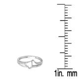 0.08 Carat (ctw) 10K White Gold Round White Diamond Ladies Promise Heart Love Engagement Ring