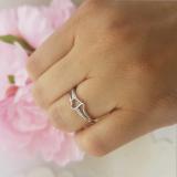 0.08 Carat (ctw) 10K White Gold Round White Diamond Ladies Promise Heart Love Engagement Ring
