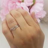 0.08 Carat (ctw) 10K White Gold Round White Diamond Ladies Promise Heart Love Engagement Ring