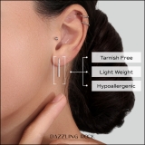 Round White Diamond French Wire Vertical Bar 1Pc Dangle Earring for Women (0.07 ctw, Color I-J, Clarity I1-I2) in 14K White Gold