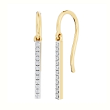 0.15 Carat (ctw) 18K Yellow Gold Round Cut White Diamond Ladies Fashion Dangling Earrings