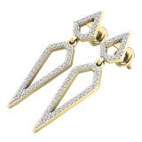 0.35 Carat (ctw) 10K Yellow Gold Round White Diamond Ladies Dangling Drop Earrings