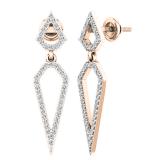 0.35 Carat (ctw) 14K Rose Gold Round White Diamond Ladies Dangling Drop Earrings