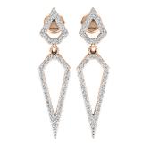 0.35 Carat (ctw) 14K Rose Gold Round White Diamond Ladies Dangling Drop Earrings