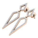 0.35 Carat (ctw) 14K Rose Gold Round White Diamond Ladies Dangling Drop Earrings