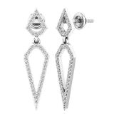 0.35 Carat (ctw) 14K White Gold Round White Diamond Ladies Dangling Drop Earrings