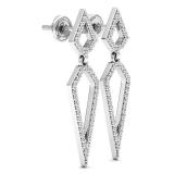 0.35 Carat (ctw) 14K White Gold Round White Diamond Ladies Dangling Drop Earrings