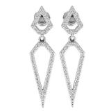 0.35 Carat (ctw) 14K White Gold Round White Diamond Ladies Dangling Drop Earrings