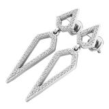 0.35 Carat (ctw) 14K White Gold Round White Diamond Ladies Dangling Drop Earrings