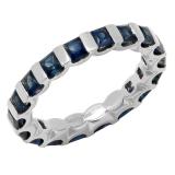 3.60 Carat (ctw) 14K White Gold Princess Blue Sapphire Ladies Eternity Wedding Anniversary Stackable Ring Band