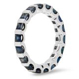 3.60 Carat (ctw) 14K White Gold Princess Blue Sapphire Ladies Eternity Wedding Anniversary Stackable Ring Band