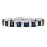3.60 Carat (ctw) 14K White Gold Princess Blue Sapphire Ladies Eternity Wedding Anniversary Stackable Ring Band
