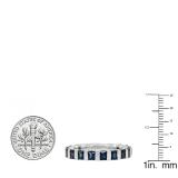 3.60 Carat (ctw) 14K White Gold Princess Blue Sapphire Ladies Eternity Wedding Anniversary Stackable Ring Band