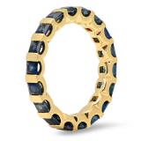 3.60 Carat (ctw) 14K Yellow Gold Princess Blue Sapphire Ladies Eternity Wedding Anniversary Stackable Ring Band