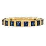 3.60 Carat (ctw) 14K Yellow Gold Princess Blue Sapphire Ladies Eternity Wedding Anniversary Stackable Ring Band