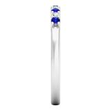 0.25 Carat (ctw) 10K White Gold Round White Diamond & Blue Sapphire Ladies Anniversary Stackable Wedding Band 1/4 CT