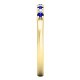 0.25 Carat (ctw) 10K Yellow Gold Round White Diamond & Blue Sapphire Ladies Anniversary Stackable Wedding Band 1/4 CT