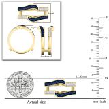 0.45 Carat (ctw) 10K Yellow Gold Round Blue Sapphire & White Diamond Ladies Anniversary Wedding Band Guard Double Ring