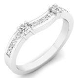0.30 Carat (ctw) 14K White Gold Round Cut White Diamond Ladies Anniversary Wedding Enhancer Guard Band 1/3 CT
