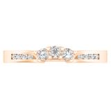 0.25 Carat (ctw) 10K Rose Gold Round White Diamond Ladies 3 Stone Contour Anniversary Wedding Band Guard Ring