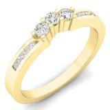 0.25 Carat (ctw) 10K Yellow Gold Round White Diamond Ladies 3 Stone Contour Anniversary Wedding Band Guard Ring