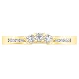 0.25 Carat (ctw) 10K Yellow Gold Round White Diamond Ladies 3 Stone Contour Anniversary Wedding Band Guard Ring