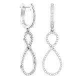 0.10 Carat (ctw) Sterling Silver Round White Diamond Ladies Infinity Style Long Dangling Drop Earrings 1/10 CT