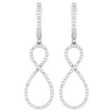 0.10 Carat (ctw) Sterling Silver Round White Diamond Ladies Infinity Style Long Dangling Drop Earrings 1/10 CT