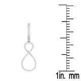 0.10 Carat (ctw) Sterling Silver Round White Diamond Ladies Infinity Style Long Dangling Drop Earrings 1/10 CT