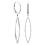 0.40 Carat (ctw) Sterling Silver Round Cut White Diamond Ladies Marquise-Shaped Dangling Drop Earrings