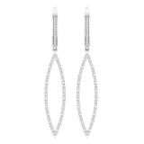 0.40 Carat (ctw) Sterling Silver Round Cut White Diamond Ladies Marquise-Shaped Dangling Drop Earrings