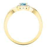 0.45 Carat (ctw) 14K Yellow Gold Cushion Cut Blue Topaz & Round Cut White Diamond Ladies Swirl Split Shank Bridal Halo Style Engagement Ring 1/2 CT