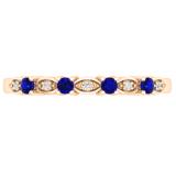 0.30 Carat (ctw) 10K Rose Gold Round Blue Sapphire & White Diamond Ladies Bridal Stackable Anniversary Wedding Band Swirl Ring