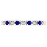 0.30 Carat (ctw) 10K White Gold Round Blue Sapphire & White Diamond Ladies Bridal Stackable Anniversary Wedding Band Swirl Ring