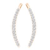 0.10 Carat (Ctw) 10K Rose Gold Round Cut White Diamond Ladies Crawler Climber Earrings 1/10 CT
