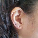 0.10 Carat (Ctw) 10K White Gold Round Cut White Diamond Ladies Crawler Climber Earrings 1/10 CT