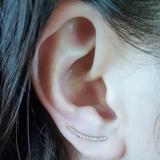 0.10 Carat (Ctw) 14K Yellow Gold Round Cut White Diamond Ladies Crawler Climber Earrings 1/10 CT