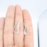 0.40 Carat (Ctw) Sterling Silver Round Cut Cubic Zirconia Ladies Crawler Climber Earrings