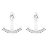 0.60 Carat (Ctw) 14K White Gold Round White Diamond Ladies Cluster Pendulum Stud Earrings Jackets Set