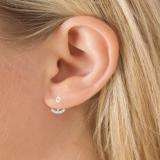 0.60 Carat (Ctw) 14K White Gold Round White Diamond Ladies Cluster Pendulum Stud Earrings Jackets Set