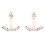 0.60 Carat (Ctw) 18K Rose Gold Round White Diamond Ladies Cluster Pendulum Stud Earrings Jackets Set