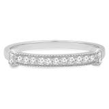 0.15 Carat (ctw) 14K White Gold Round White Diamond Ladies Vintage Style Anniversary Wedding Stackable Band