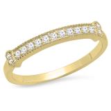 0.15 Carat (ctw) 14K Yellow Gold Round White Diamond Ladies Vintage Style Anniversary Wedding Stackable Band