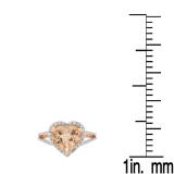 3.80 Carat (ctw) 10K Rose Gold Heart Cut Morganite & Round Cut White Diamond Ladies Halo Style Split Shank Bridal Engagement Ring