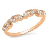 0.15 Carat (ctw) 10K Rose Gold Round White Diamond Ladies Vintage Style Anniversary Wedding Band