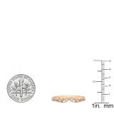 0.15 Carat (ctw) 14K Rose Gold Round White Diamond Ladies Vintage Style Anniversary Wedding Band